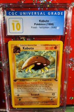 1999 Pokemon CGC 10 PRISTINE 1ST Edition Fossil Kabuto 50/62 Blue Label - Image 1