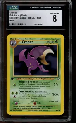 CGC 8 NM/MINT Pokemon Crobat Neo Revelation 1st Edition Holo 4/64 - Image 1
