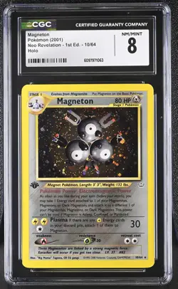 CGC 8 Magneton Neo Revelation 1st Edition 10/64 Holo Pokemon Card - Image 1