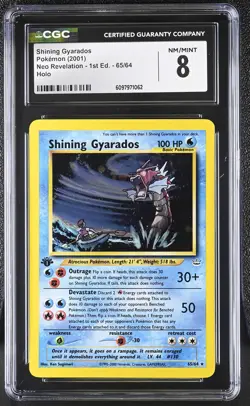 CGC 8 Shining Gyarados Neo Revelation 1st Edition 65/64 Holo Pokemon Card - Image 1