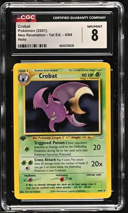 CROBAT Neo Revelation 1st Edition Holo Rare #4 CGC 8 Vintage Pokemon - Image 1