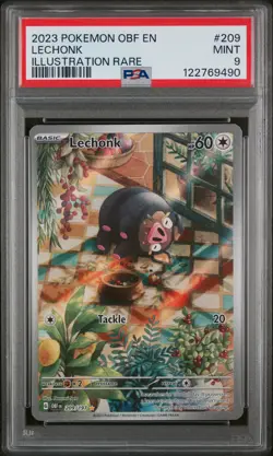 2023 POKEMON OBF EN-OBSIDIAN FLAMES ILLUSTRATION RARE #209 LECHONK PSA 9 - Image 1