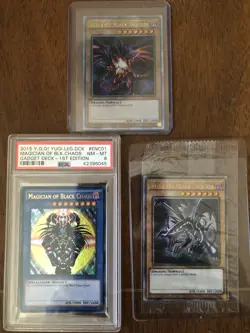 Yugioh card lot-(2) 25th Anniversary Red Eyes-PSA 8 Magician of Black Chaos - Image 1