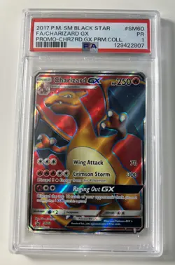 PSA 1 2017 Pokemon SM Black Star Promo Charizard GX #SM60 Full Art Premium Coll. - Image 1