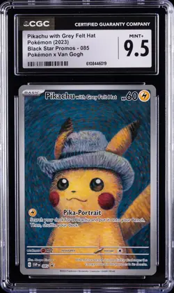 2023 BLACK STAR PROMOS POKEMON X VAN GOGH PIKACHU WITH GREY FELT HAT CGC 9.5 - Image 1