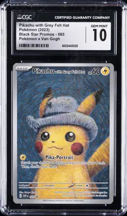 2023 BLACK STAR PROMO POKEMON X VAN GOGH #085 PIKACHU WITH GREY FELT HAT CGC 10 - Image 1