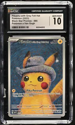 2023 Pokemon Black Star SV Promo 085 Van Gogh Pikachu With Grey Felt Hat CGC 10 - Image 1