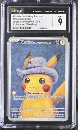 Van Gogh Pikachu With Grey Felt Hat 2023 Pokemon Black Star SV Promo 085 CGC 9 - Image 1