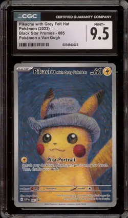 2023 Pokemon Black Star SV Promo 085 Van Gogh Pikachu With Grey Felt Hat CGC 9.5 - Image 1