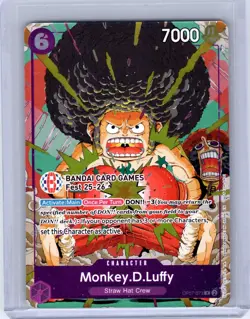 One Piece TCG Monkey D Luffy Op07-073 Bandai Games Fest 25-26 Card ENGLISH Promo - Image 1