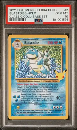 PSA 10 Gem Mint Pokemon Celebrations Classic Collection Blastoise Holo 2/102 - Image 1