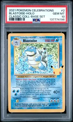 Blastoise 2/102 Celebrations: Classic Collection Holo PSA 10 - Gem Mint Pokemon - Image 2