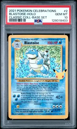 Pokemon PSA 10 GEM MINT Celebrations Blastoise 2/102 Classic Collection Holo - Image 1