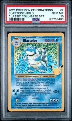 Pokemon Blastoise Celebrations Classic Collection Holo 2/102 PSA 10 GEM MINT - Image 1