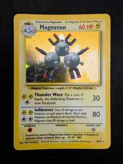 Pokemon TCG Magneton 9/102 Base Set Holo Unlimited Holo Rare MP - Image 1