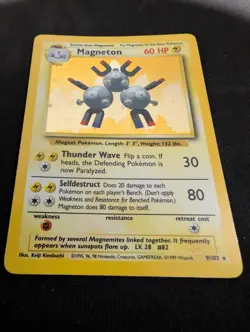 Pokemon TCG Magneton 9/102 Base Set Holo Unlimited Holo Rare MP - Image 2