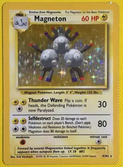 Pokemon TCG Magneton Base Set Holo Card 9/102 Unlimited Rare WOTC - Image 1