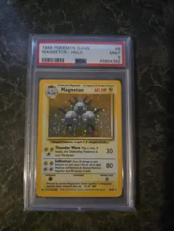 Pokemon TCG 1999 Base Set Unlimited Magneton Rare Holo #9/102 PSA 9 - Image 1