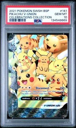 2021 POKEMON SWSH BLACK STAR PROMO CELEBRATIONS COLL #141 PIKACHU V-UNION PSA 10 - Image 1