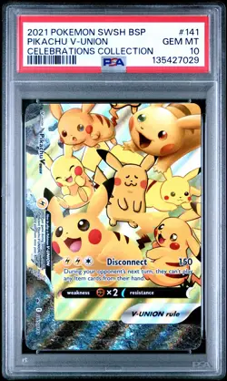 2021 POKEMON SWSH PROMO CELEBRATIONS COLLECTION #141 PIKACHU V-UNION PSA 10 - Image 1
