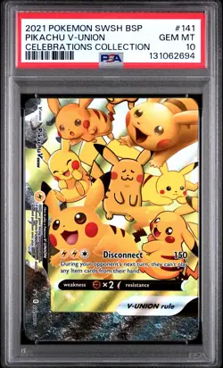 2021 POKEMON SWSH PROMO CELEBRATIONS COLLECTION #141 PIKACHU V-UNION PSA 10 - Image 1