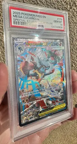 2025 POKEMON MEGA EVOLUTION SPECIAL ILLUSTRATION RARE MEGA LUCARIO EX PSA 10 - Image 2