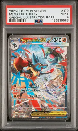 2025 POKEMON MEG EN-SPECIAL ILLUSTRATION RARE #179 MEGA LUCARIO EX PSA 9 - Image 1
