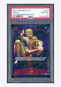 One Piece PSA 10 Sanji R Promo 2024 OP01-013 1ST Anniversary Set Chinese - Image 1