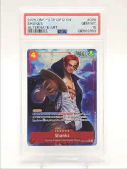 SHANKS 2025 ONE PIECE ALTERNATE ART RARE B #OP12-008 PSA 10 Q1404 - Image 1