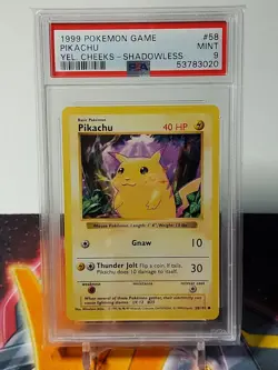 1999 Pokemon Base Set Shadowless PSA 9 Pikachu - Yellow Cheeks - Image 1