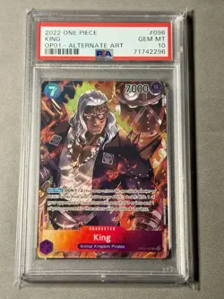 King OP01 096 Alt Art Romance Dawn One Piece Card Pre-Errata PSA 10 GEM MINT - Image 1