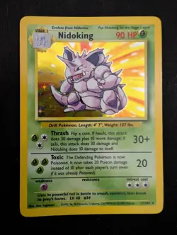 Pokemon TCG Nidoking 11/102 Base Set Holo Unlimited Holo Rare LP - Image 1