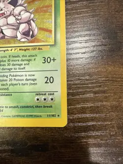 Pokemon TCG - Nidoking 11/102 Rare Holo - Base Set Unlimited - MP/HP - WOTC 1999 - Image 3