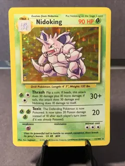 Pokemon TCG Nidoking Base Set Unlimited Holo Rare #11/102 WOTC VTG 1999 LP - Image 1