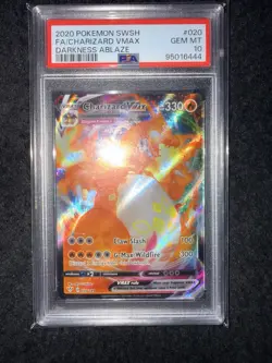 PSA 10 GEM Mint Charizard VMAX SWSH 20/189 Darkness Ablaze Pokemon Card - Image 1