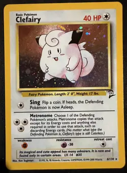 Clefairy 5/102 Holo Base Set Unlimited Rare Pokemon TCG Card Vintage-LP-Swirl - Image 1