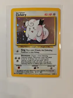 Clefairy 5/102 Holo Base Set Unlimited Rare Pokemon TCG Card Vintage - Image 1