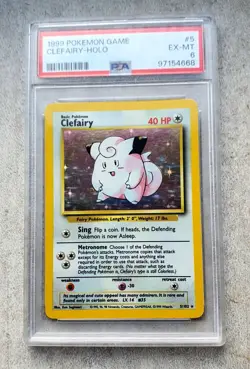 1999 PSA Clefairy Pokemon Card Base Set Holo Rare TCG 5/102 Holo Rare - Image 1