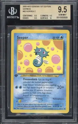 2001 Pokemon GERMAN 1st Edition Neo Genesis Seeper-Horsea 62/111 BGS 9.5 GEM Q + - Image 1