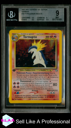TYPHLOSION HOLO R POKEMON 2001 NEO GENESIS 1ST EDITION GERMAN 18 BGS 9.0 - Image 1