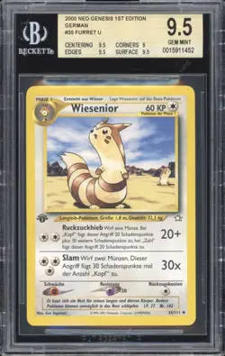2001 Pokemon GERMAN 1st Edition Neo Genesis Wiesenior-Furret 35/111 BGS 9.5 GEM - Image 1