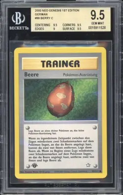 2001 Pokemon GERMAN 1st Edition Neo Genesis Beere-Berry 99/111 BGS 9.5 GEM MINT - Image 1