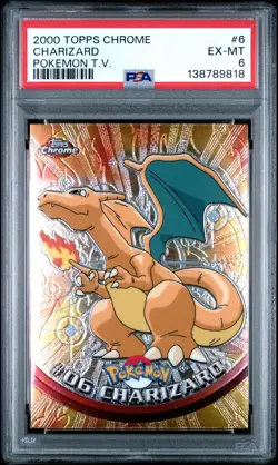 2000 TOPPS CHROME POKEMON T.V. #6 CHARIZARD PSA 6 - Image 1