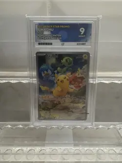 Pikachu SVP 027 POKEMON CENTER Stamp Black Star Promo Card TCG ACE 9 - RegradeU - Image 1