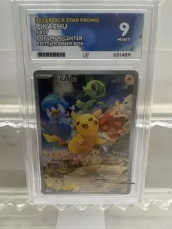 Pikachu SVP 027 POKEMON CENTER Stamp Black Star Promo Card TCG ACE 9 - RegradeU - Image 2