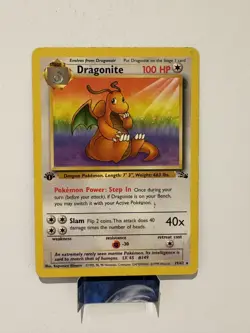 Dragonite 1st Edition Nonholo 19/62 Fossil Set 1999 Vintage Pokemon LP - Image 1