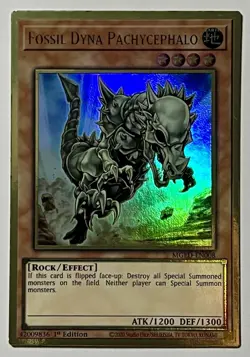 Fossil Dyna Pachycephalo MGED-EN008 (NM) Premium Gold Rare 1st Edition YuGiOh! - Image 1