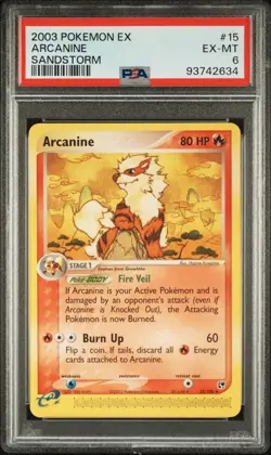 PSA 6 Arcanine Sandstorm #15 2003 Pokemon Ex Sandstorm 93742634 - Image 1