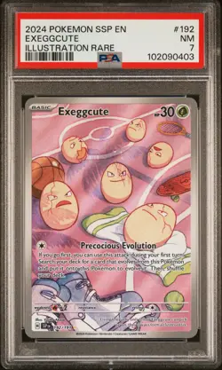 2024 POKEMON SSP EN-SURGING SPARKS ILLUSTRATION RARE #192 EXEGGCUTE PSA 7 - Image 1