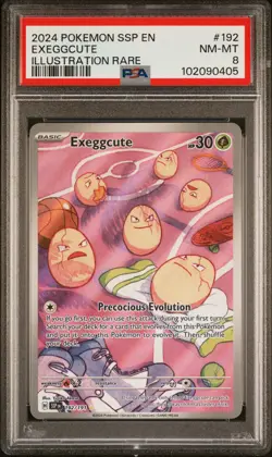 2024 POKEMON SSP EN-SURGING SPARKS ILLUSTRATION RARE #192 EXEGGCUTE PSA 8 - Image 1